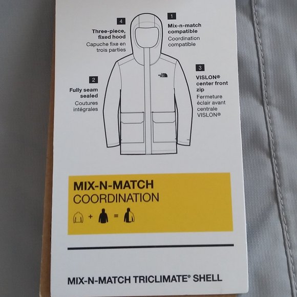 🆕 The North Face Girls' Mix-N-Match Triclimate Shell, XS and SM -Meld Grey, NWT - Picture 11 of 16